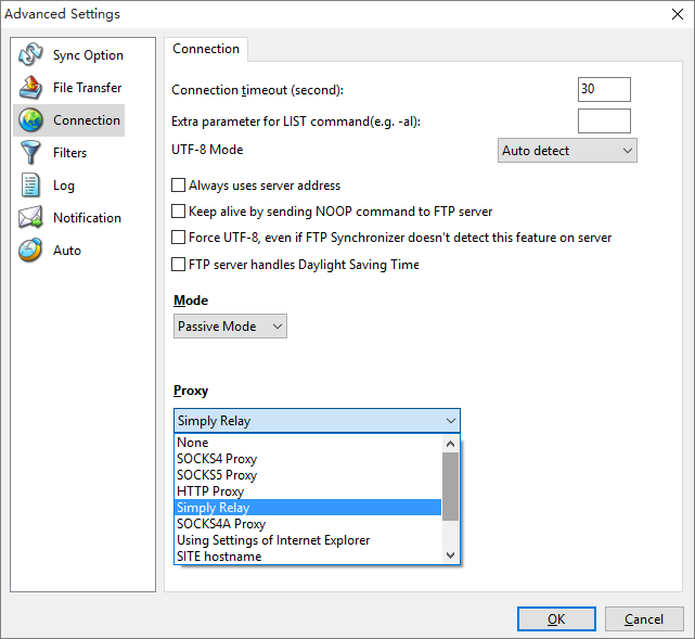 Proxy settings