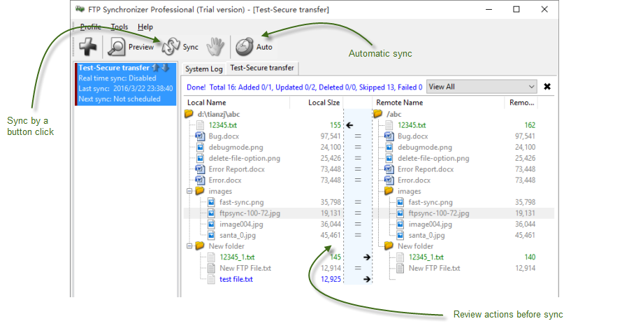 FTP Synchronizer Interface