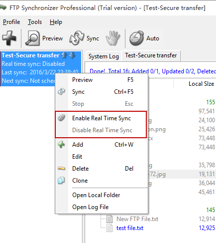 Real time sync